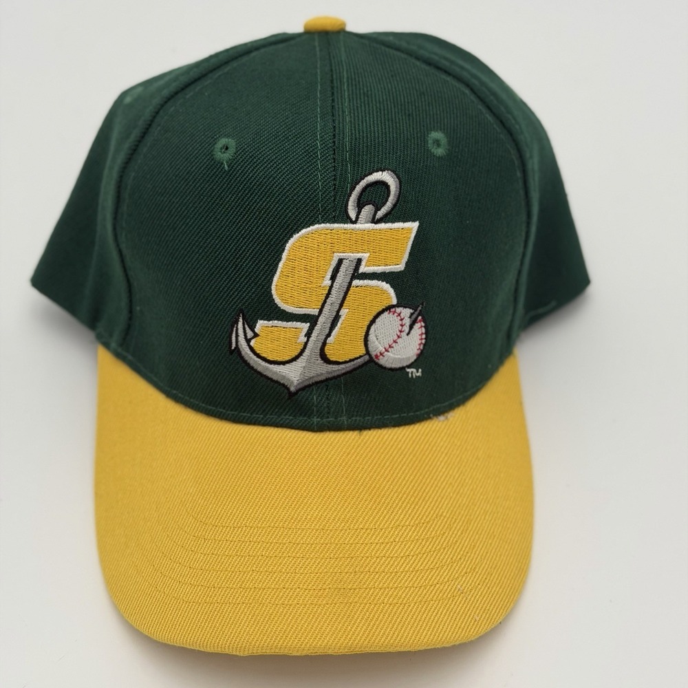 Baseball Cap League Hat One Size Green w Yellow "S" Anchor Promotional Adventure